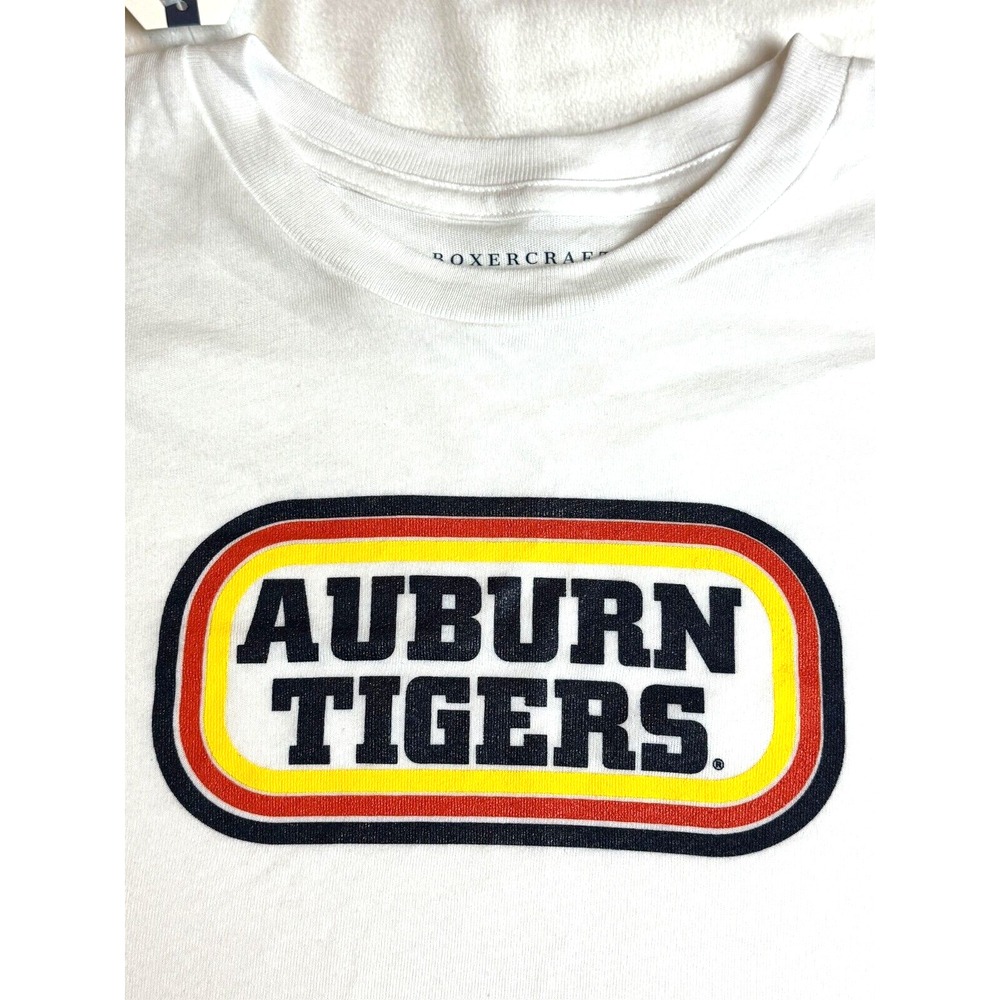 Auburn Tigers White Men's Essential Crewneck Tee T-shirt Boxercraft Size Large‎